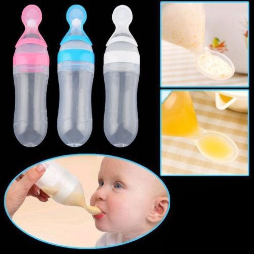 Baby Squeezing Feeding Bottle with Spoon, 	 feeding bottle for newborn