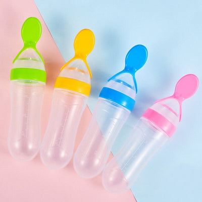 	 baby bottles, Baby Squeezing Feeding Bottle with Spoon